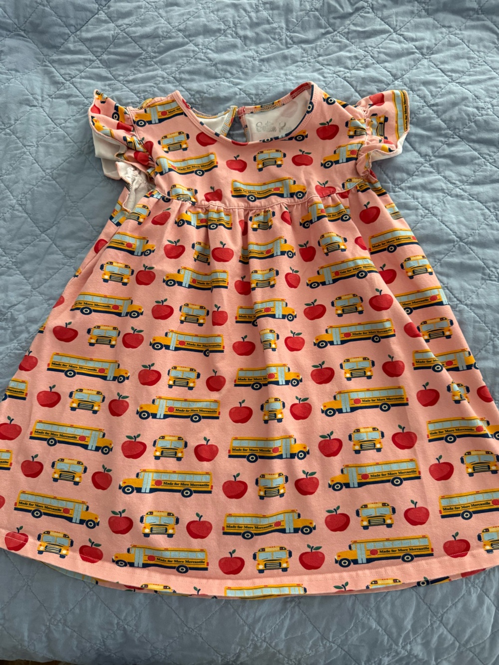 Girls Pink School Bus & Apple Print Tunic